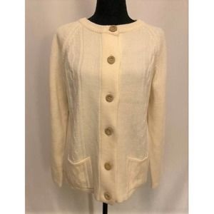 vintage '70s off-white women's knit cardigan